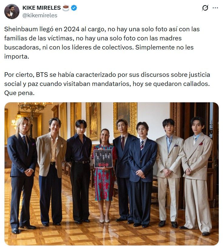 Indignación por el encuentro Claudia Sheinbaum y BTS