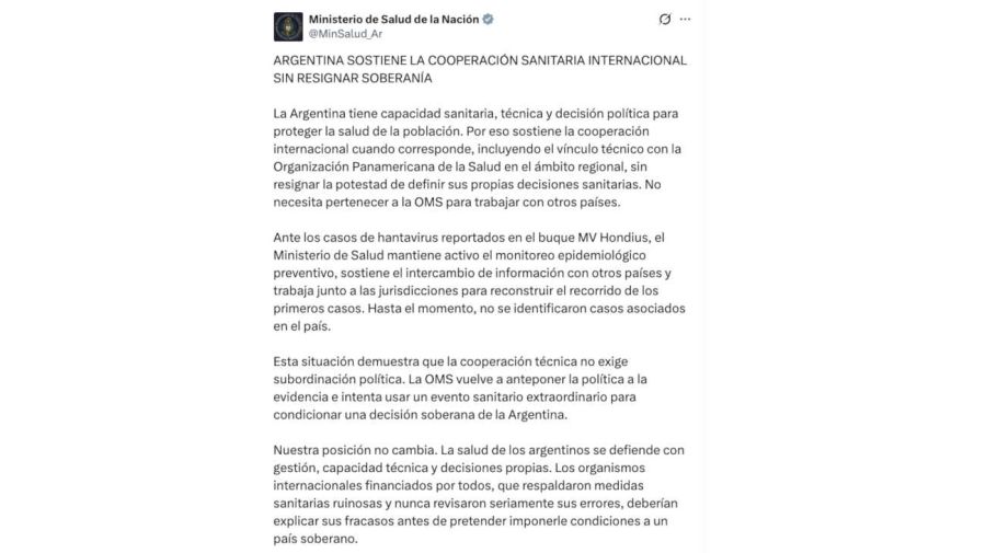 Ministerio de Salud de la Nación X 07052026
