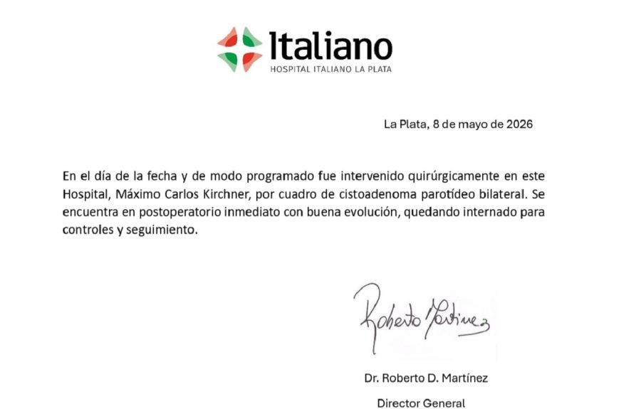 Parte médico Máximo Kirchner