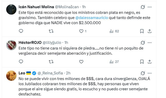 Algunas de las respuestas en X a las afirmaciones del abogado Mauricio D'Alessandro en LN+ 7
