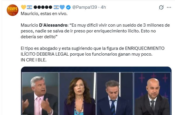 Algunas de las respuestas en X a las afirmaciones del abogado Mauricio D'Alessandro en LN+ 8