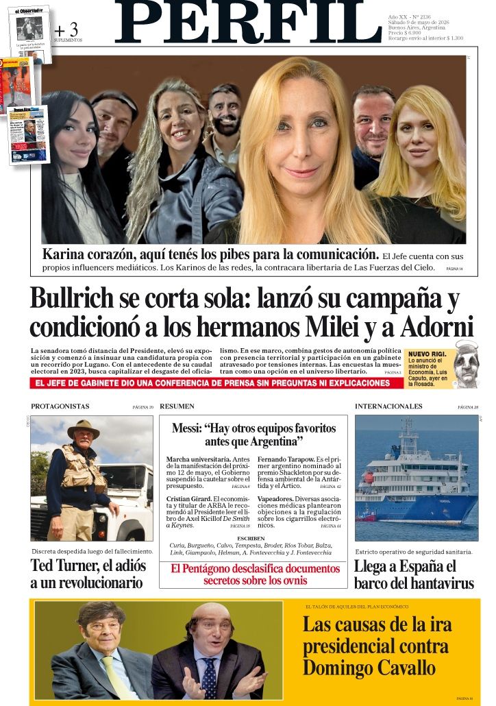 La tapa del Diario PERFIL del sábado 9 de mayo de 2026