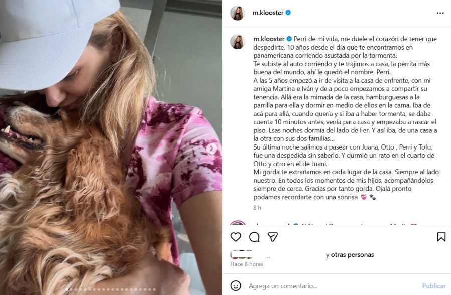 Muerte del perra de Marcela Kloosterboer
