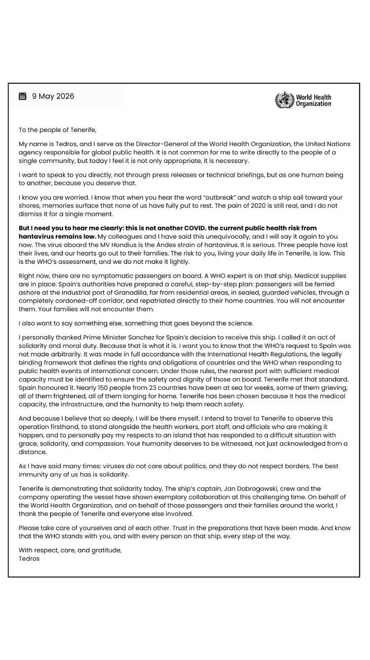 Posteo Tedros Adhanom Ghebreyesus 09052026