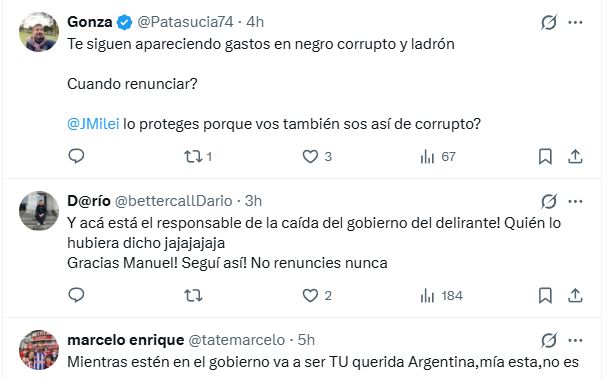 Respuestas en X al 