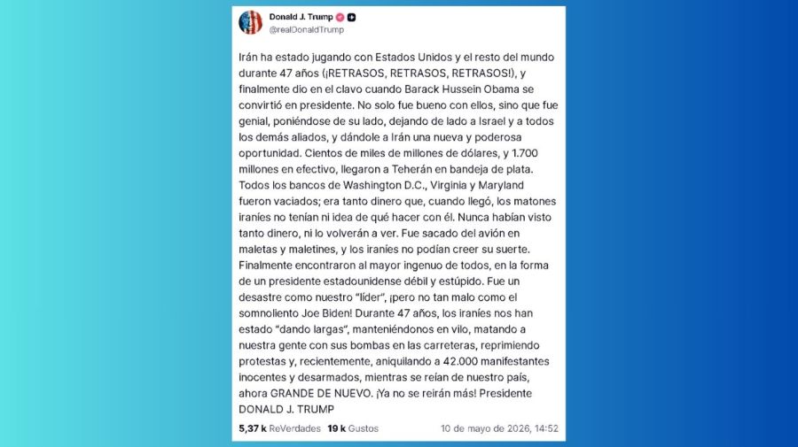 Donald Trump acusó a Irán de haber 'jugado' con Estados Unidos durante 47 años
