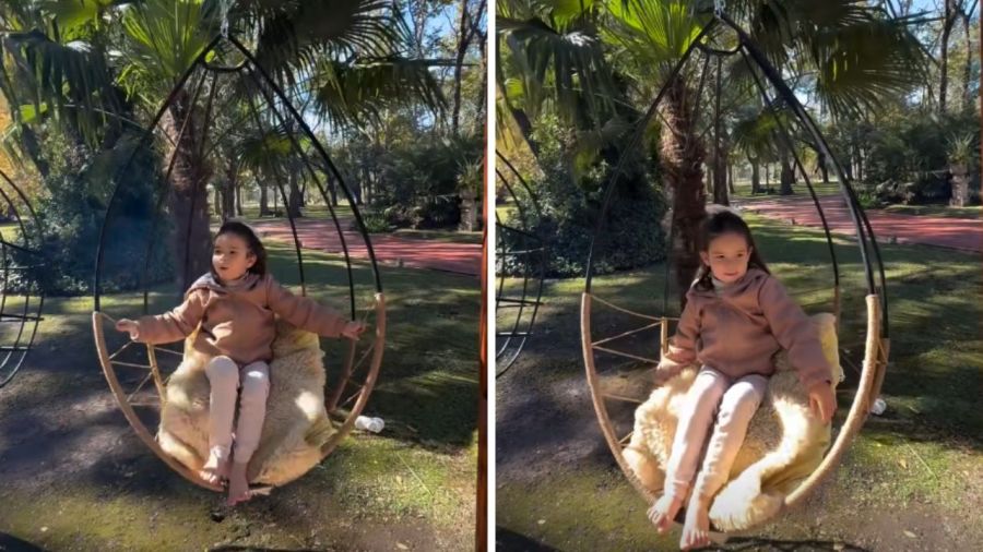 Sara Burlando en su hamaca boho chic
