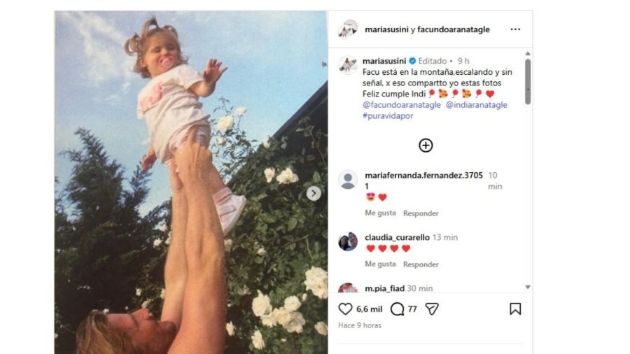 Posteo de María Susini para su hija