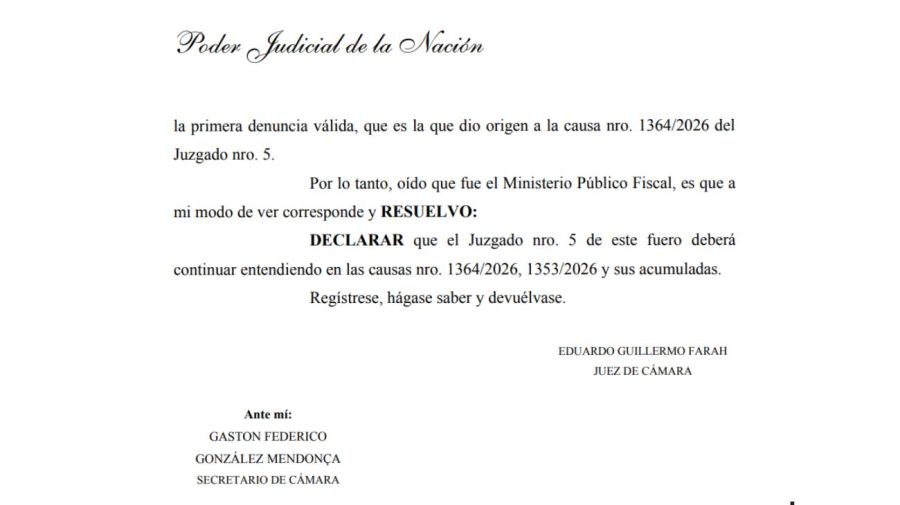 Sentencia del juez Farah en la causa 12052026