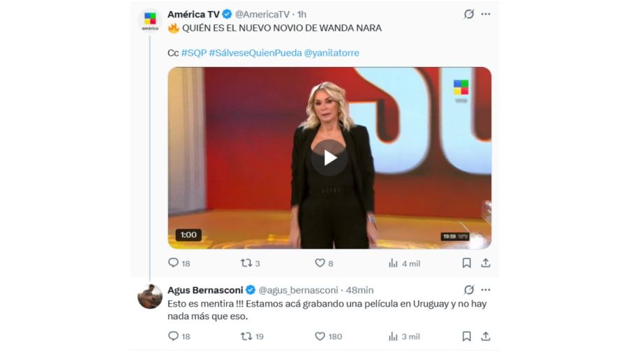 Agustín Bernasconi negó un romance con Wanda Nara