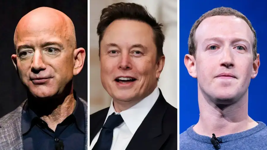 Jeff Bezos, Elon Musk y Mark Zuckerber