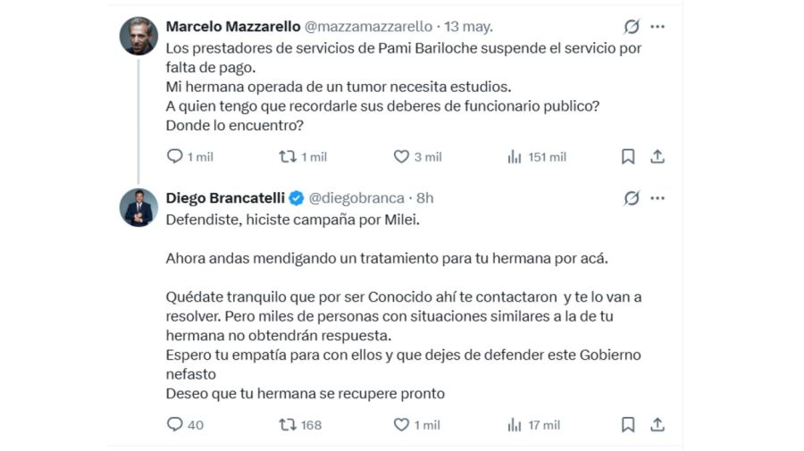 El cruce de Diego Brancatelli y Marcelo Mazzarello