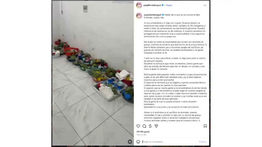 Posteo del pai umbanda de Quilmes