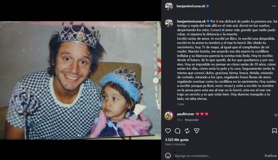 Con un video inédito, Benjamín Vicuña recordó a su hija, Blanca, en el día que hubiera cumplido 20 años: 