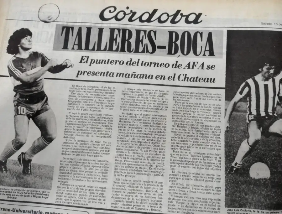 Anuncio Talleres-Boca 1981