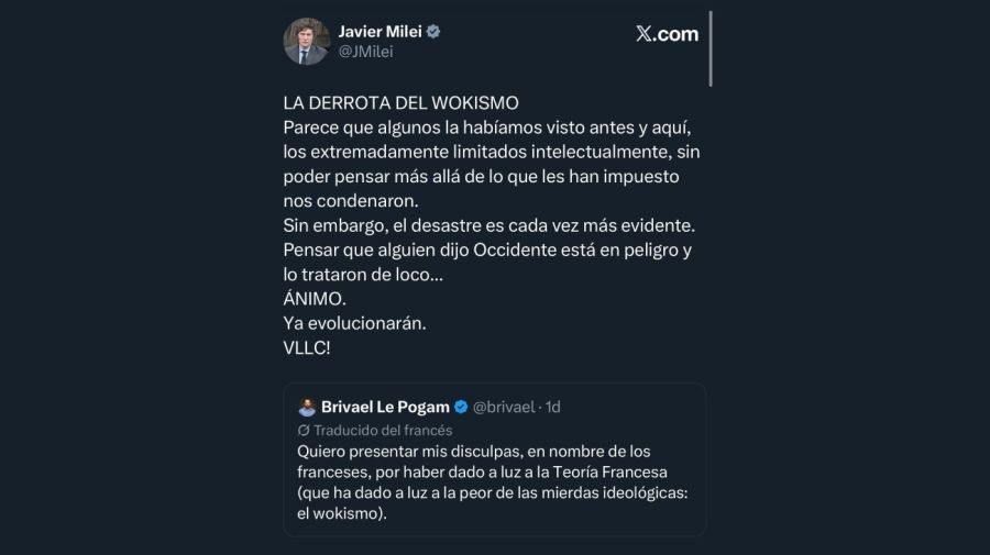 Tweet de Javier Milei