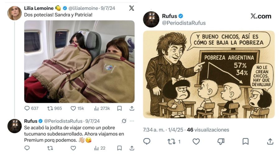 Tweet de la cuenta Periodista Rufus