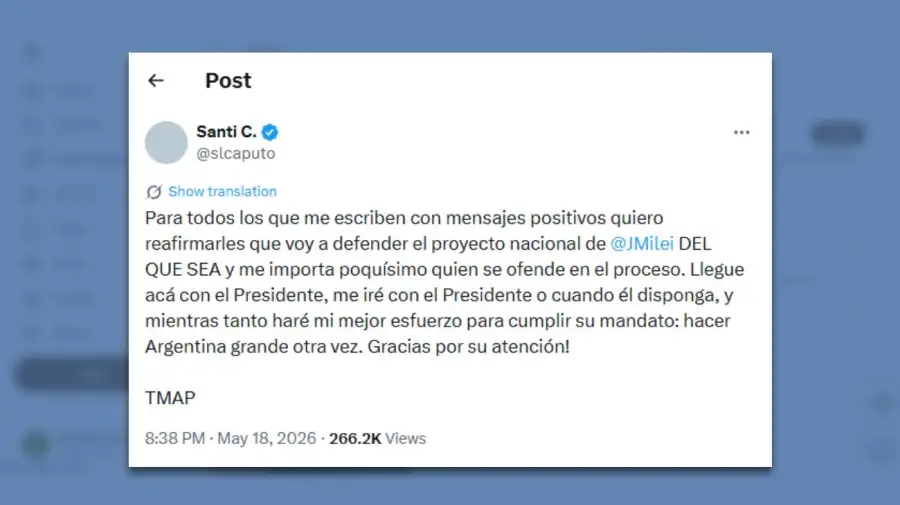 Posteo Santiago Caputo 19052026