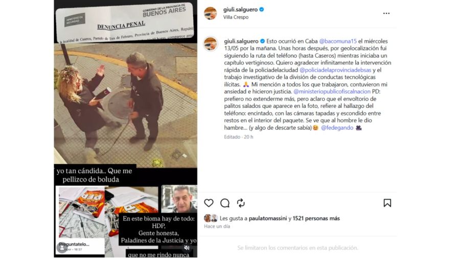 La denuncia de Giuliana Salguero