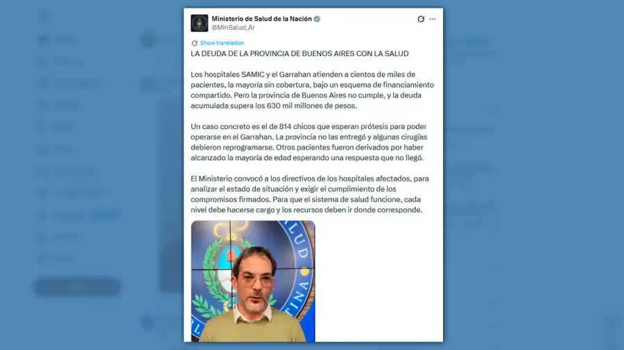 Posteo Ministerio de Salud de la Nación 20052026