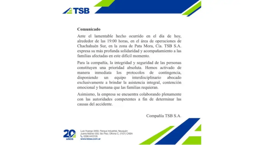 comunicado de la empresa TSB S.A. 21052026