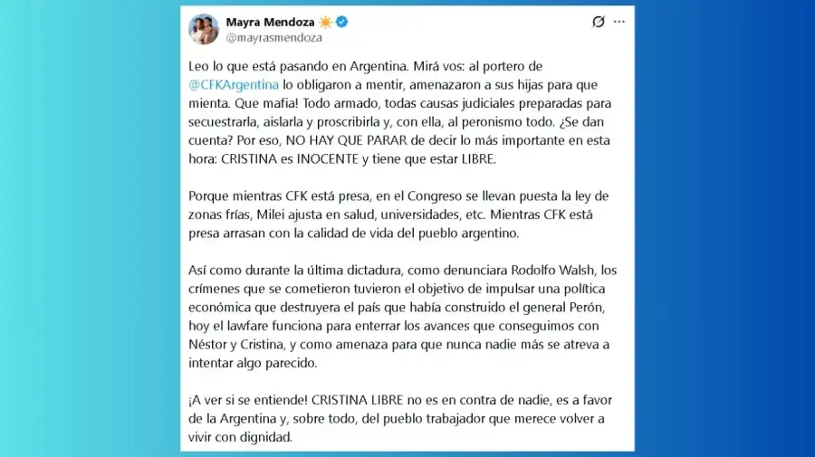 Mayra Mendoza aseguró que la Causa Cuadernos está armada para proscribir a Cristina Kirchner