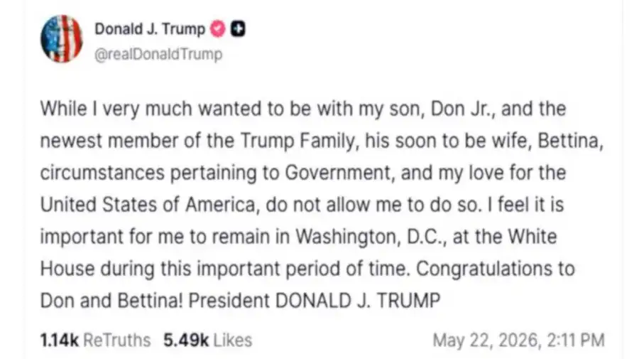 Donald Trump Jr. y Bettina Anderson 22052026