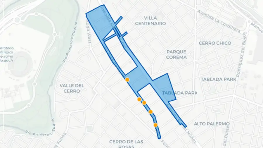 Mapa con la nueva zona de Estacionamiento