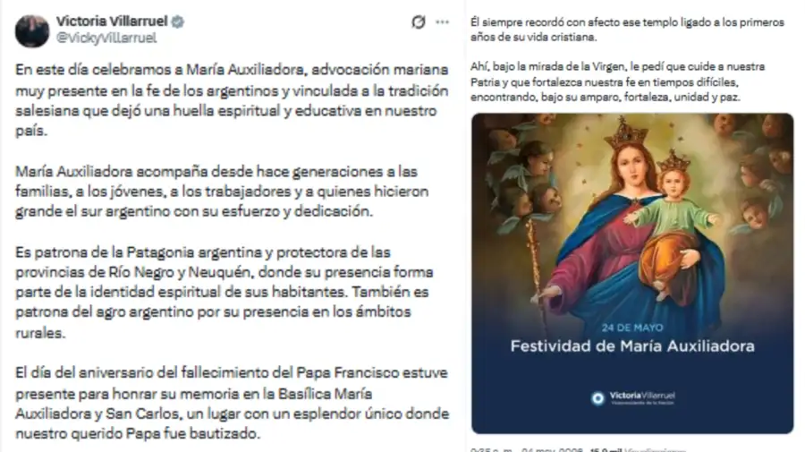 Villarruel publicó un mensaje en medio de la tensión con el Gobierno