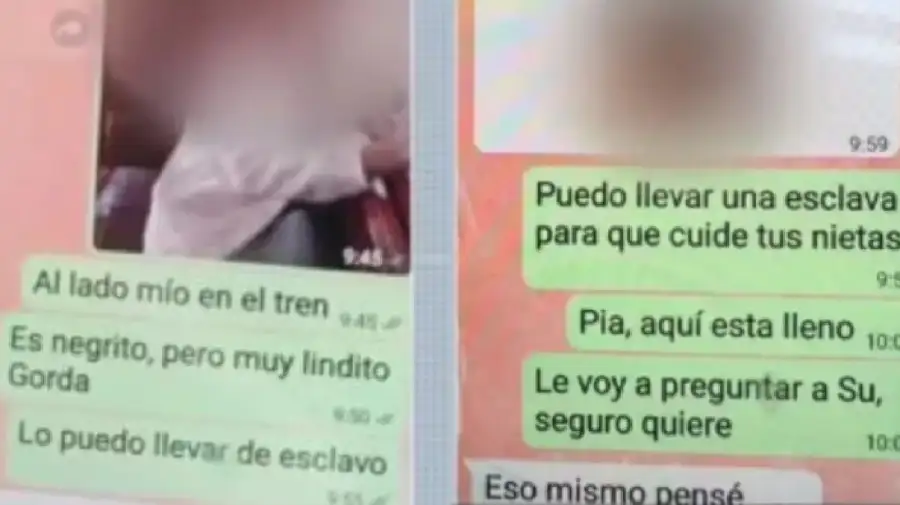 Mensaje racista que le encontraron al argentino en su celular. Hablaba de un nene de 7 años.