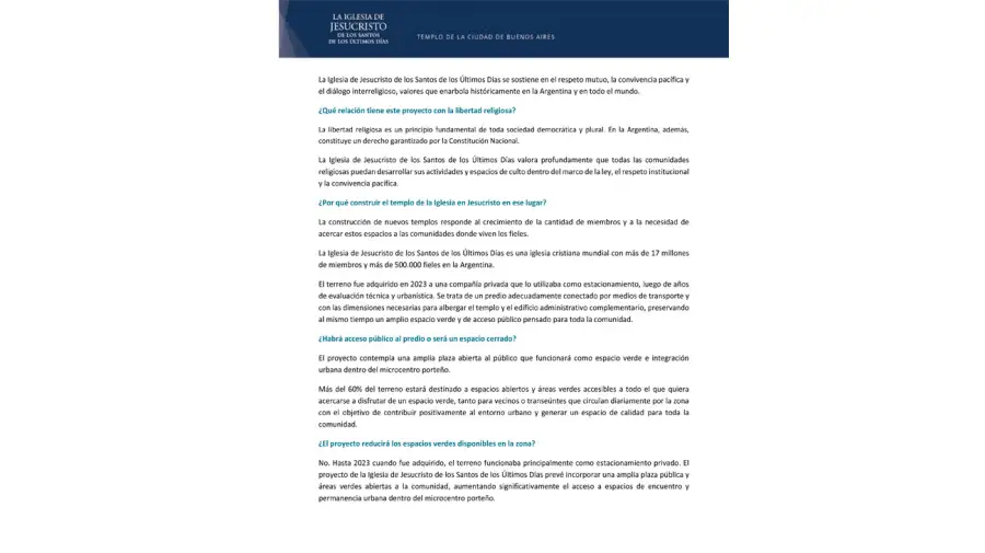 Comunicado Templo CABA 26052026