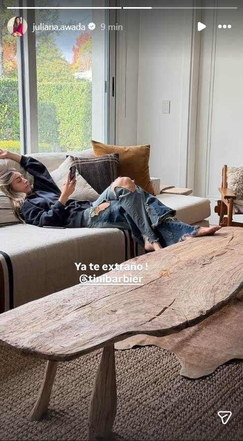 La llamativa mesa de corteza de árbol que Juliana Awada colocó en su living para crear un perfecto ambiente eco luxury