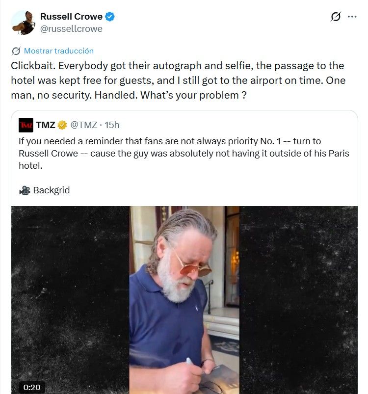 Russell Crowe responde a las críticas