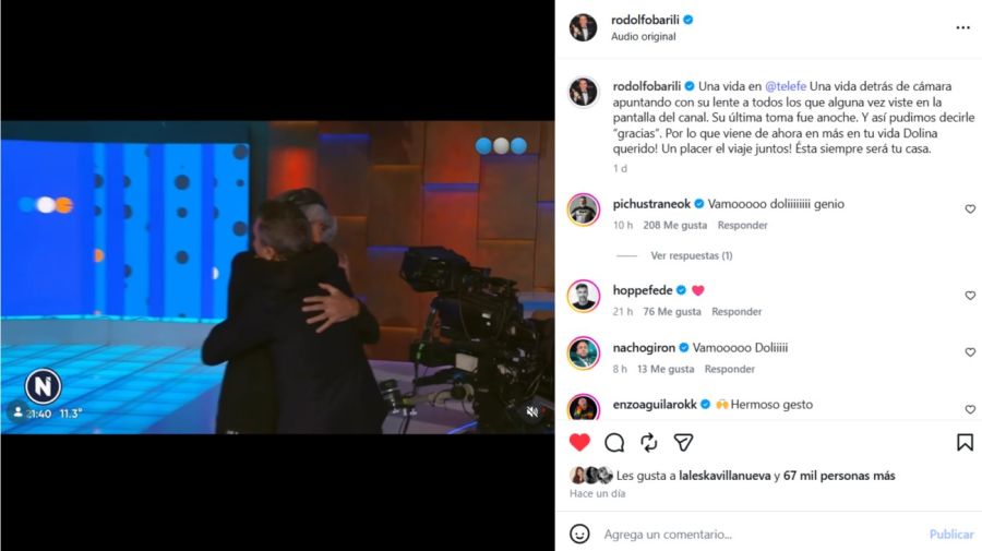 El gesto de Rodolfo Barili con un compañero
