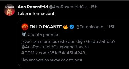 Twit de Ana Rosenfeld