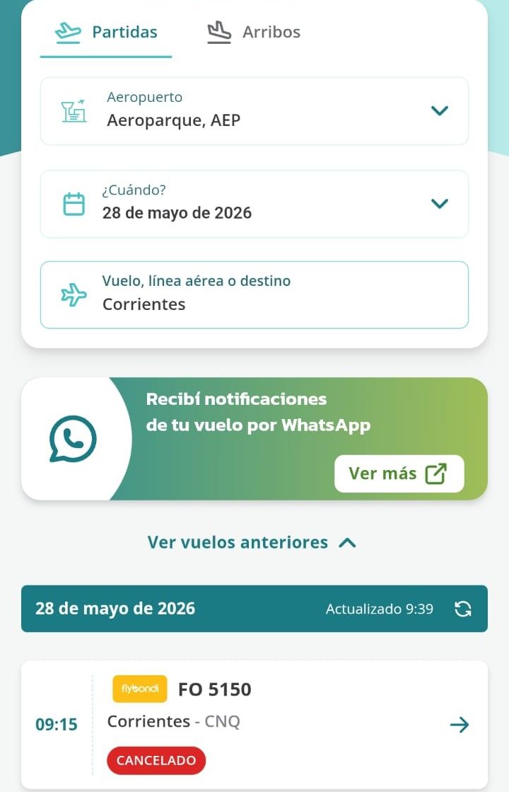 cancelación flybondi corrientes