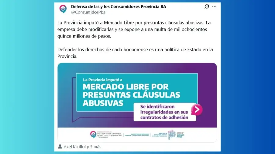 El Gobierno bonaerense imputó a Mercado Libre por presuntas cláusulas abusivas