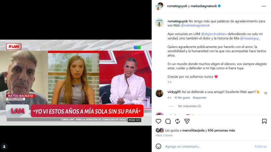 El sentido mensaje de Romina Orthusteguy a Matías Bagnato