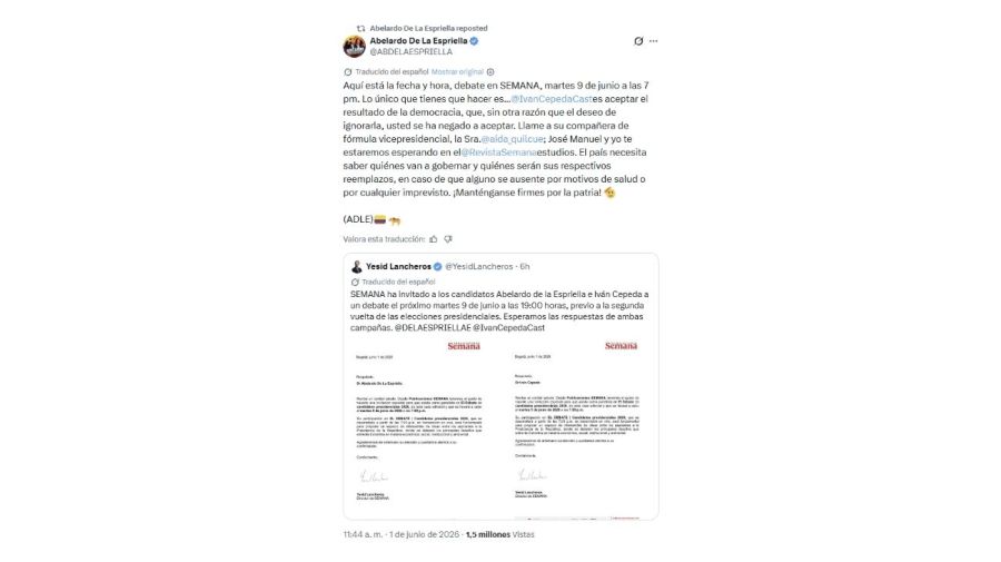 Abelardo de la Espriella desafió a Iván Cepeda a un debate 
