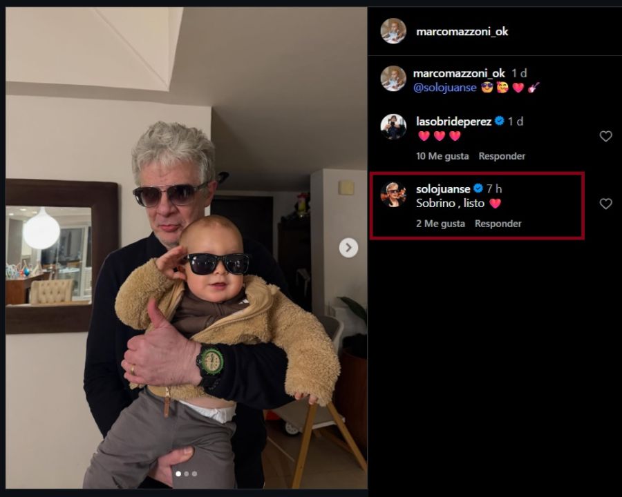 Comentario de Juanse en la publicación de Marco Mazzoni, hijo de Sol Párez