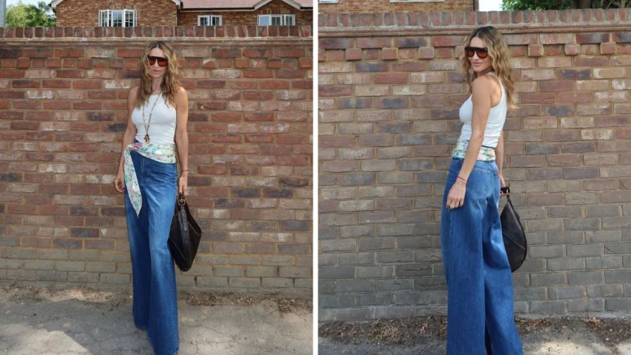 María Vázquez impone el jean extra wide leg