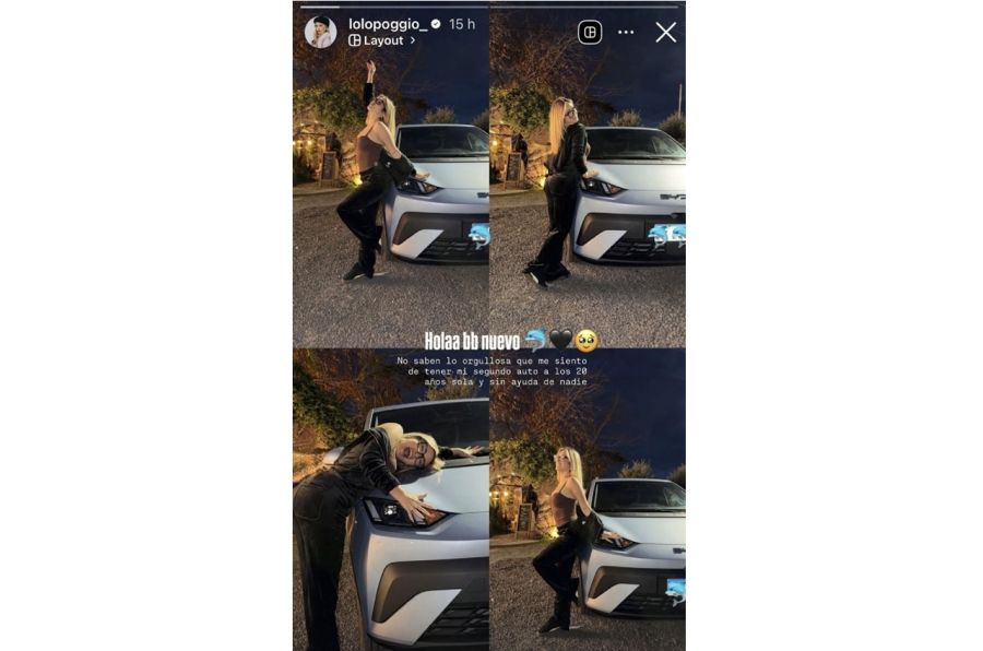 Lolo Poggio con su auto nuevo