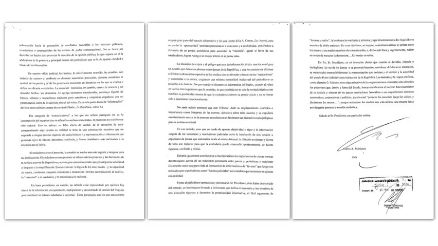 Nota del juez Carlos Mahiques 03062026