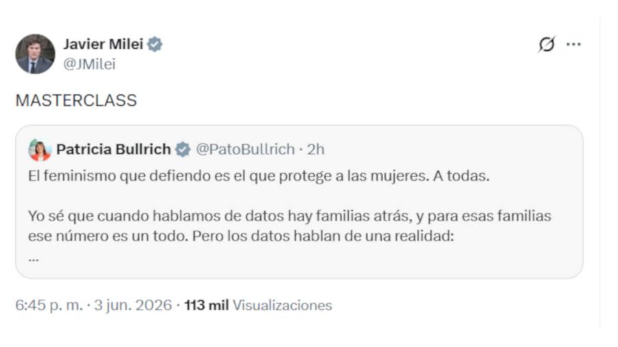 Javier Milei y Bullrich X 03062026