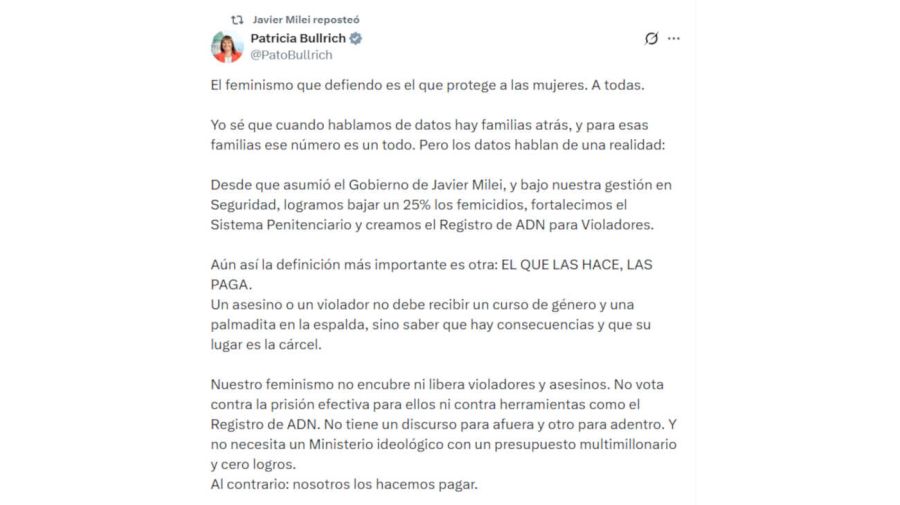Javier Milei y Bullrich X 03062026