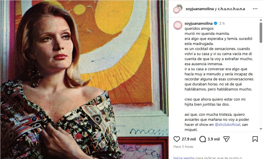 Posteo de Juana Molina