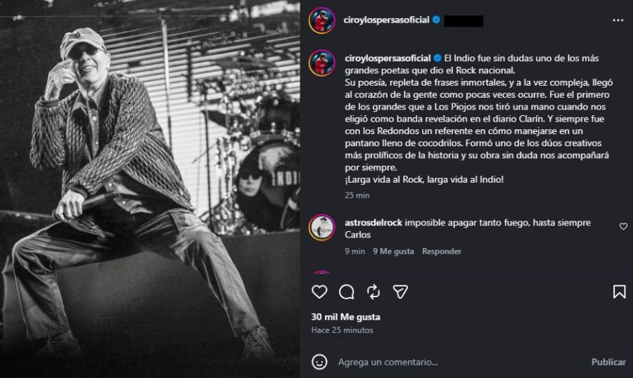 Ciro Martínez despidió al Indio Solari