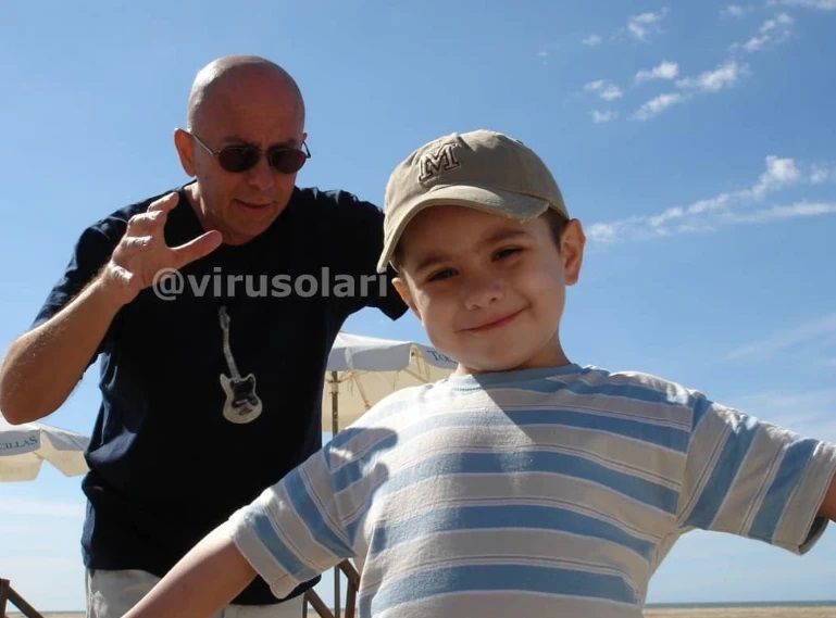 El Indio Solari con Bruno, su hijo