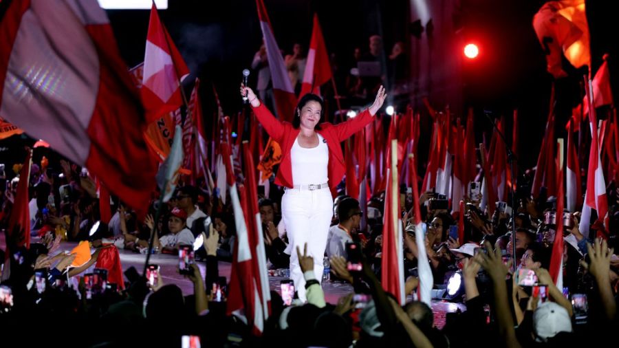 Keiko Fujimori, en el cierre de la campaña en Perú.