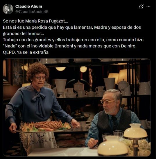 Mensaje de despedida a María Rosa Furgazot